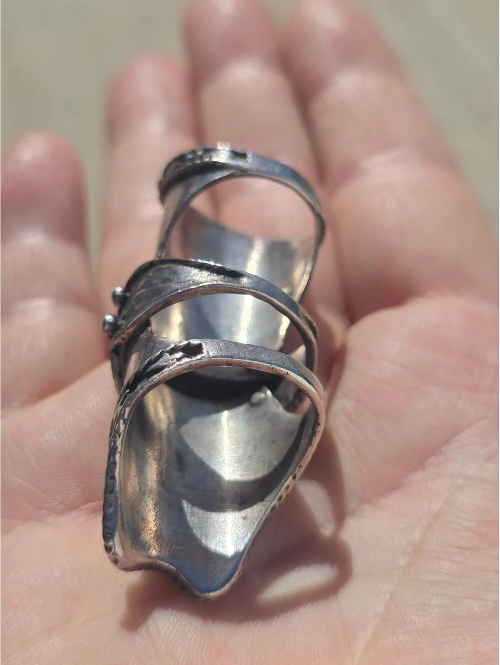VTG 925 Sterling Silver Articulated Full Finger Ring 28g Sz 9 Gothic Renaissance